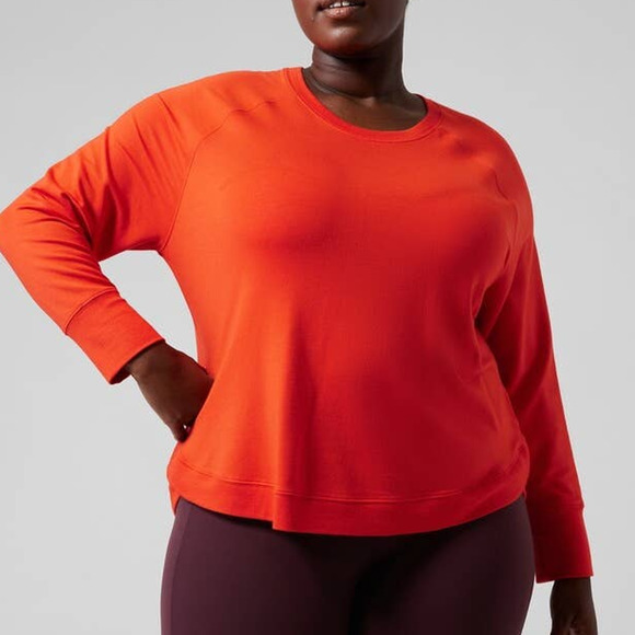 Athleta Womens Relaxed Fit Mindset Sweatshirt Long Sleeve Size M Orange - Picture 1 of 8